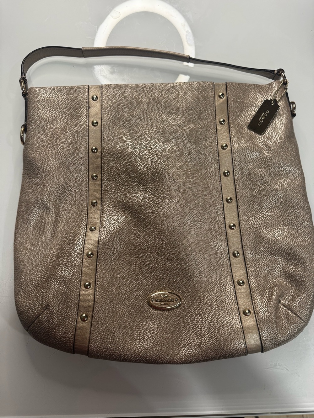 Coach Kelsey Metallic Pebbled Leather Shoulder Hobo